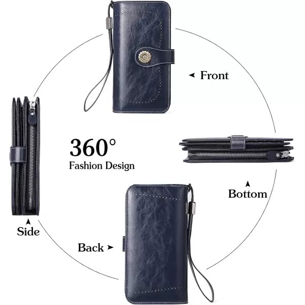 BOSTANTEN Womens Wallet Genuine Leather Large Capacity Wristlet Clutch Purse Credit Card Holder with RFID Blocking