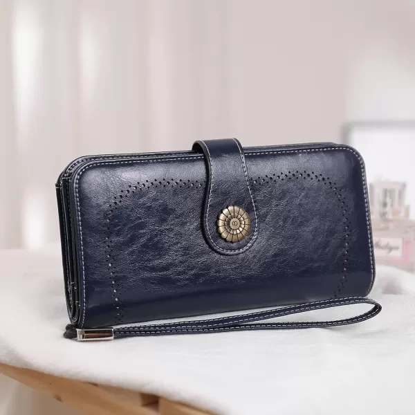 BOSTANTEN Womens Wallet Genuine Leather Large Capacity Wristlet Clutch Purse Credit Card Holder with RFID Blocking