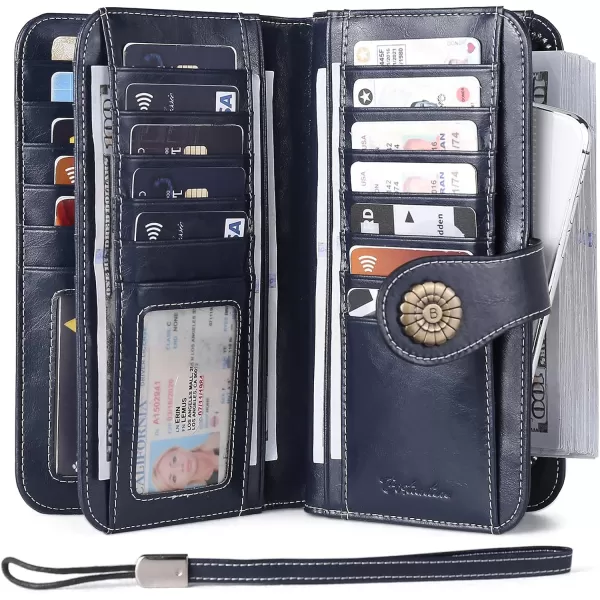 BOSTANTEN Womens Wallet Genuine Leather Large Capacity Wristlet Clutch Purse Credit Card Holder with RFID Blocking