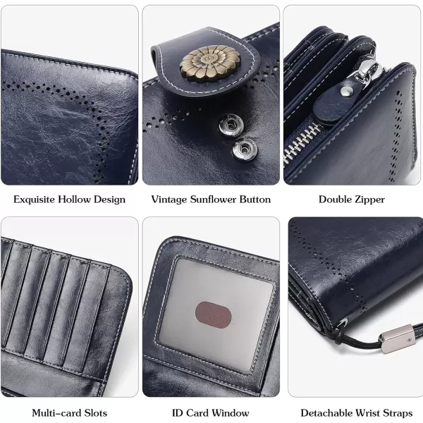 BOSTANTEN Womens Wallet Genuine Leather Large Capacity Wristlet Clutch Purse Credit Card Holder with RFID Blocking