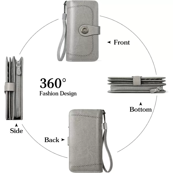 BOSTANTEN Womens Wallet Genuine Leather Large Capacity Wristlet Clutch Purse Credit Card Holder with RFID Blocking