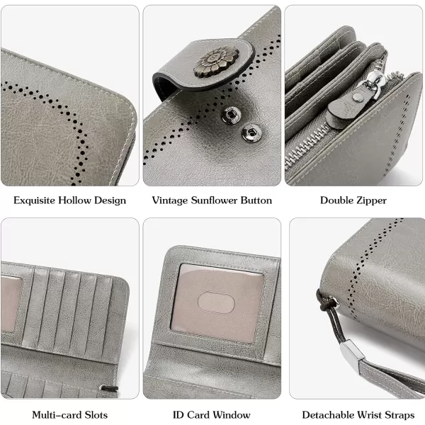 BOSTANTEN Womens Wallet Genuine Leather Large Capacity Wristlet Clutch Purse Credit Card Holder with RFID Blocking