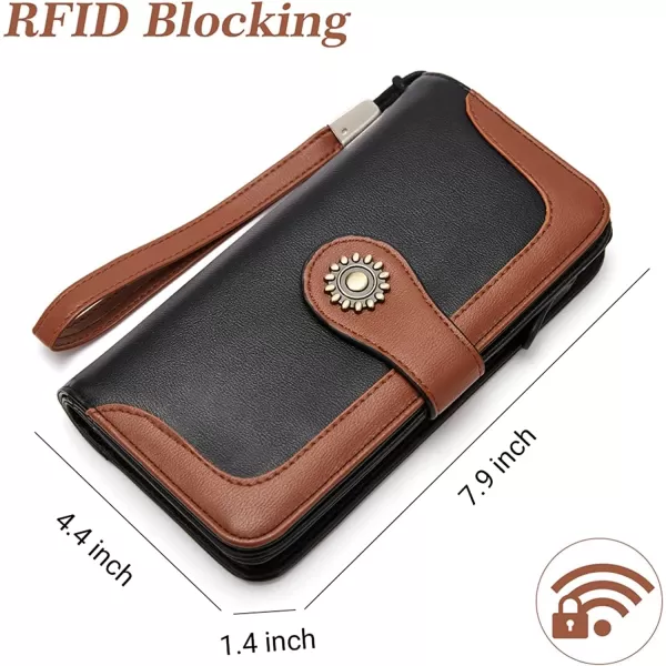 BOSTANTEN Womens Wallet Genuine Leather Large Capacity Wristlet Clutch Purse Credit Card Holder with RFID Blocking