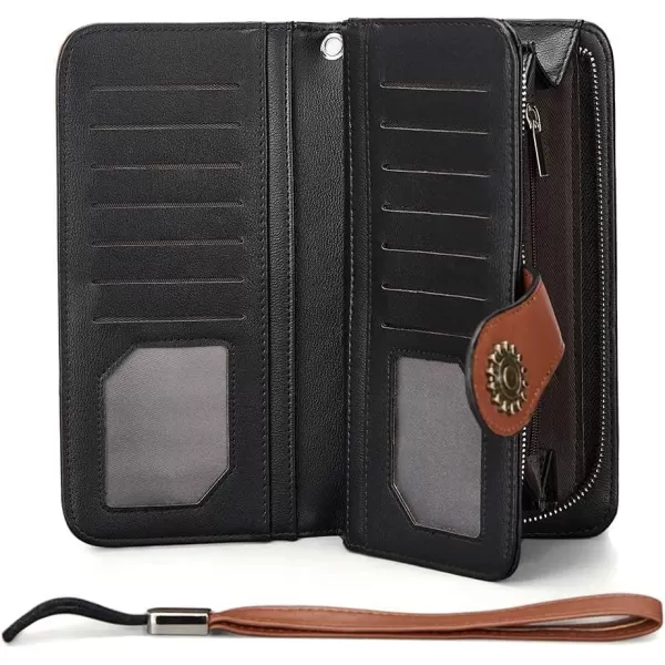 BOSTANTEN Womens Wallet Genuine Leather Large Capacity Wristlet Clutch Purse Credit Card Holder with RFID Blocking