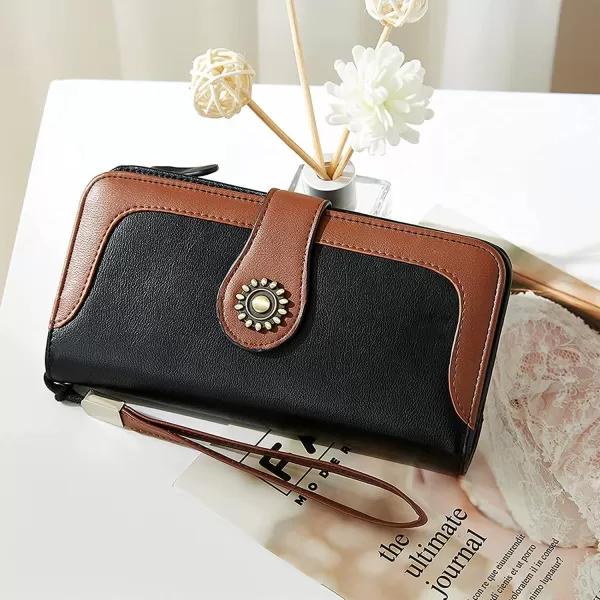 BOSTANTEN Womens Wallet Genuine Leather Large Capacity Wristlet Clutch Purse Credit Card Holder with RFID Blocking