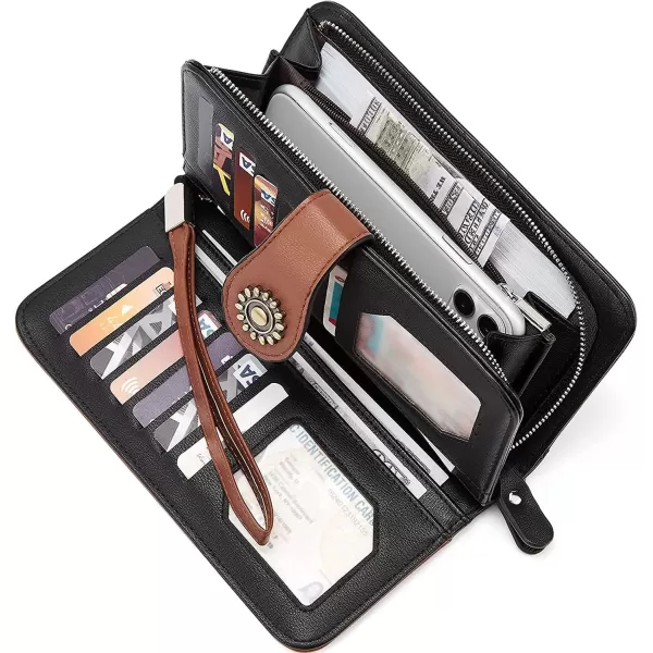 BOSTANTEN Womens Wallet Genuine Leather Large Capacity Wristlet Clutch Purse Credit Card Holder with RFID Blocking