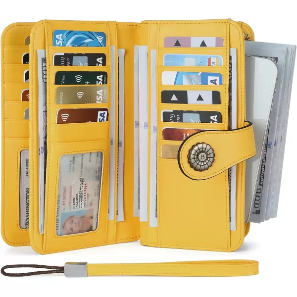BOSTANTEN Womens Wallet Genuine Leather Large Capacity Wristlet Clutch Purse Credit Card Holder with RFID Blocking