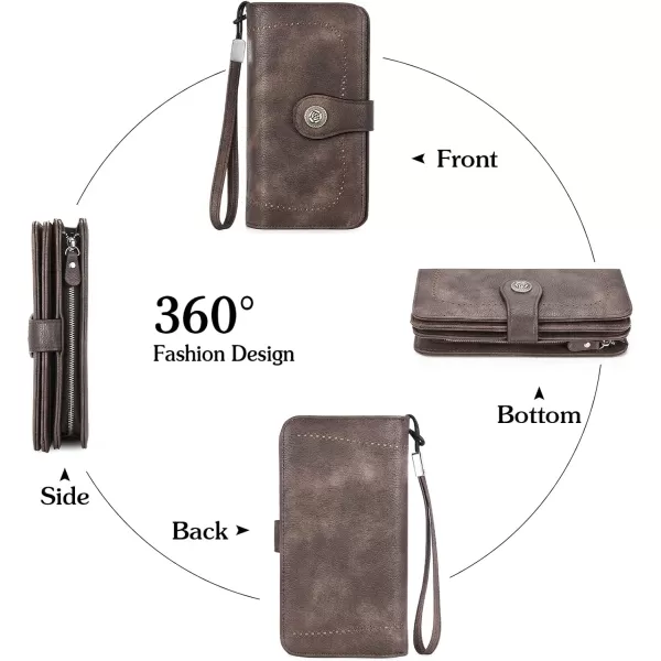 BOSTANTEN Womens Wallet Genuine Leather Large Capacity Wristlet Clutch Purse Credit Card Holder with RFID Blocking