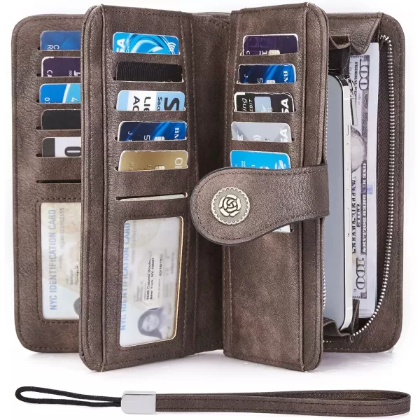 BOSTANTEN Womens Wallet Genuine Leather Large Capacity Wristlet Clutch Purse Credit Card Holder with RFID Blocking