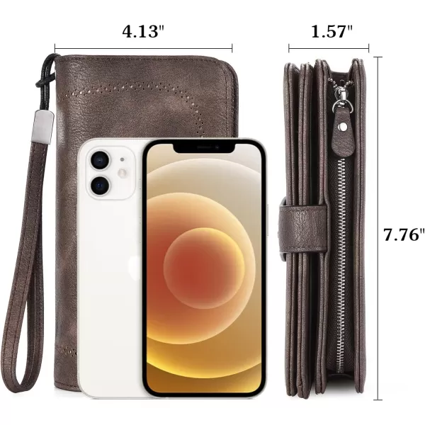 BOSTANTEN Womens Wallet Genuine Leather Large Capacity Wristlet Clutch Purse Credit Card Holder with RFID Blocking