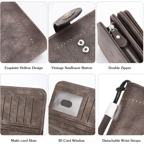 BOSTANTEN Womens Wallet Genuine Leather Large Capacity Wristlet Clutch Purse Credit Card Holder with RFID Blocking