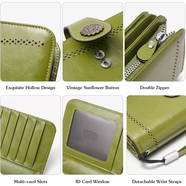BOSTANTEN Womens Wallet Genuine Leather Large Capacity Wristlet Clutch Purse Credit Card Holder with RFID Blocking