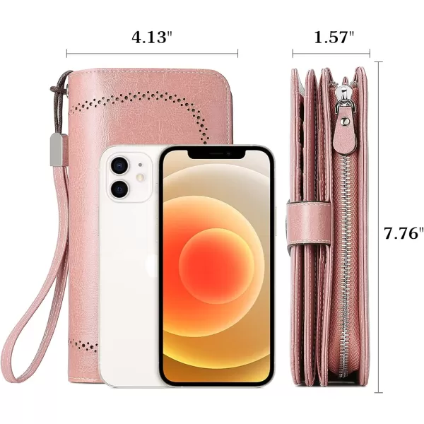 BOSTANTEN Womens Wallet Genuine Leather Large Capacity Wristlet Clutch Purse Credit Card Holder with RFID Blocking