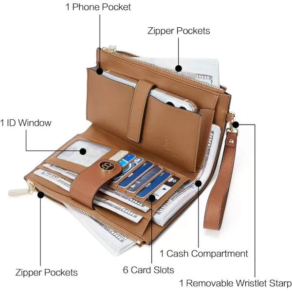 BOSTANTEN Womens Wallet Genuine Leather Large Capacity Wristlet Clutch Purse Credit Card Holder with RFID Blocking