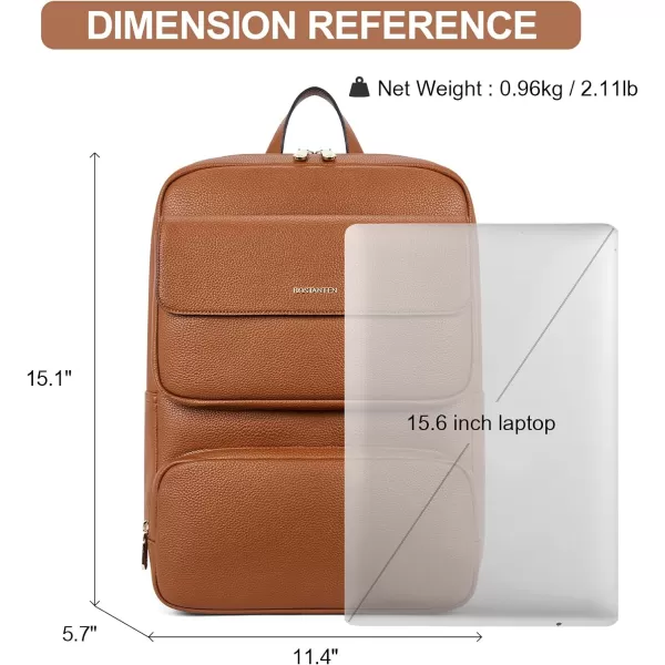 BOSTANTEN Leather Backpack for Women 15.6 inch Laptop Backpack Purse Casual Business Travel Computer Shoulder Bags with Trolley Sleeve Black