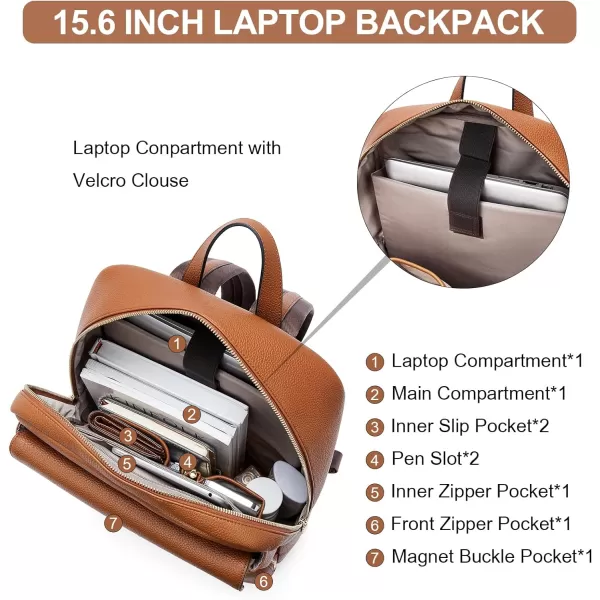 BOSTANTEN Leather Backpack for Women 15.6 inch Laptop Backpack Purse Casual Business Travel Computer Shoulder Bags with Trolley Sleeve Black