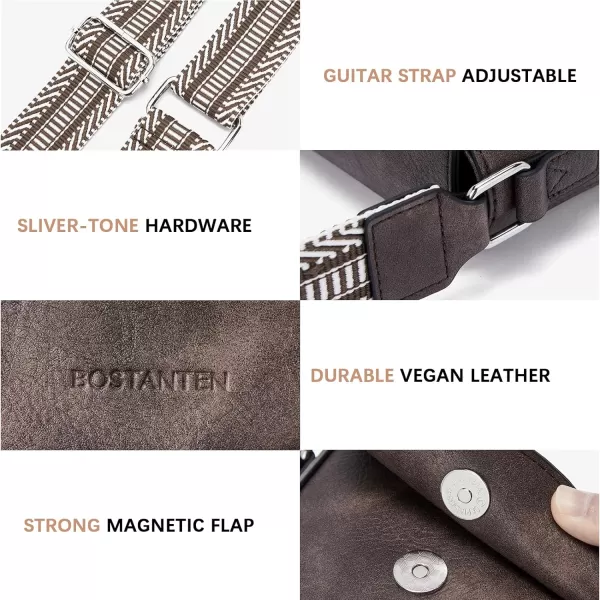 BOSTANTEN Small Crossbody Bags for Women Trendy Leather Phone Wallet Purses Handbags Adjustable Guitar Strap