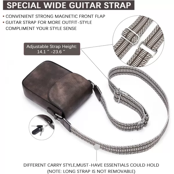 BOSTANTEN Small Crossbody Bags for Women Trendy Leather Phone Wallet Purses Handbags Adjustable Guitar Strap
