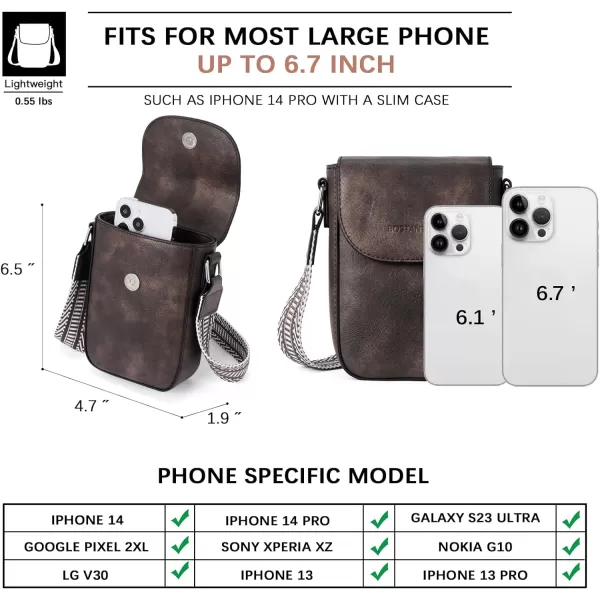 BOSTANTEN Small Crossbody Bags for Women Trendy Leather Phone Wallet Purses Handbags Adjustable Guitar Strap