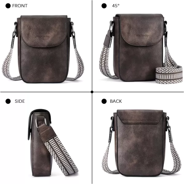 BOSTANTEN Small Crossbody Bags for Women Trendy Leather Phone Wallet Purses Handbags Adjustable Guitar Strap