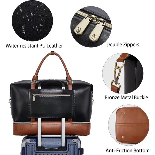 BOSTANTEN Weekender Bags for Women Leather Travel Duffle Bag Carry On Overnight Duffel with Shoe Compartment