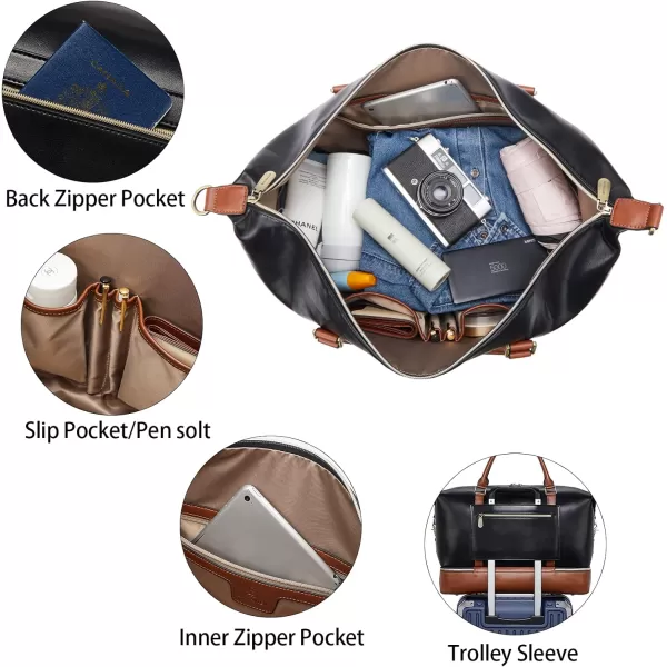 BOSTANTEN Weekender Bags for Women Leather Travel Duffle Bag Carry On Overnight Duffel with Shoe Compartment