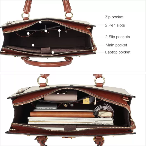 BOSTANTEN Briefcase for Women 15.6 inch Leather Laptop Bag Vintage Slim Lawyer Business Bag Stylish Work Purse