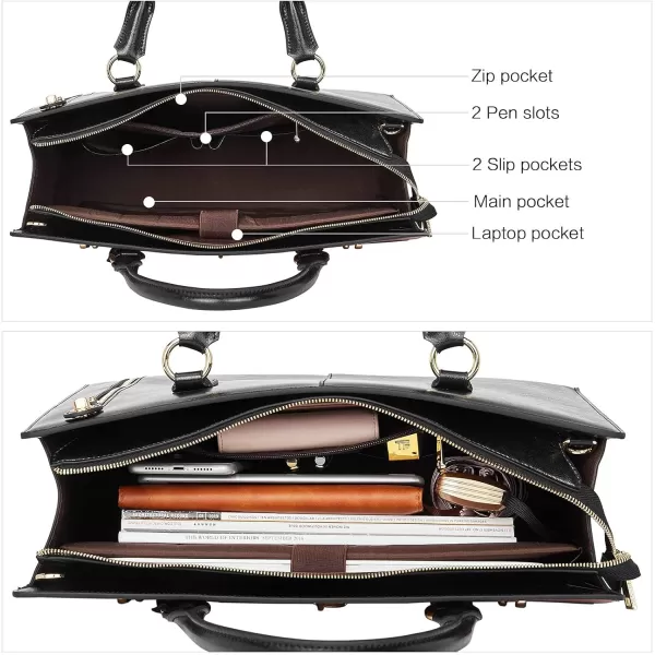 BOSTANTEN Briefcase for Women 15.6 inch Leather Laptop Bag Vintage Slim Lawyer Business Bag Stylish Work Purse