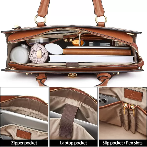 BOSTANTEN Briefcase for Women 15.6 inch Leather Laptop Bag Vintage Slim Lawyer Business Bag Stylish Work Purse