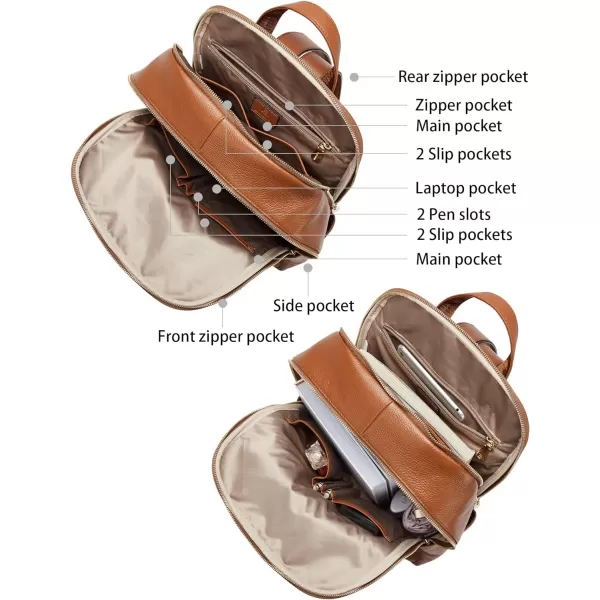BOSTANTEN Genuine Leather 15.6 inch Laptop Backpack Purse for Women College Casual Backpack Travel Bag
