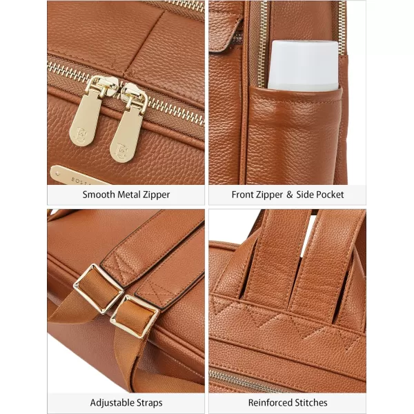 BOSTANTEN Genuine Leather 15.6 inch Laptop Backpack Purse for Women College Casual Backpack Travel Bag