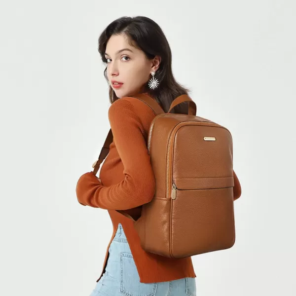 BOSTANTEN Genuine Leather 15.6 inch Laptop Backpack Purse for Women College Casual Backpack Travel Bag