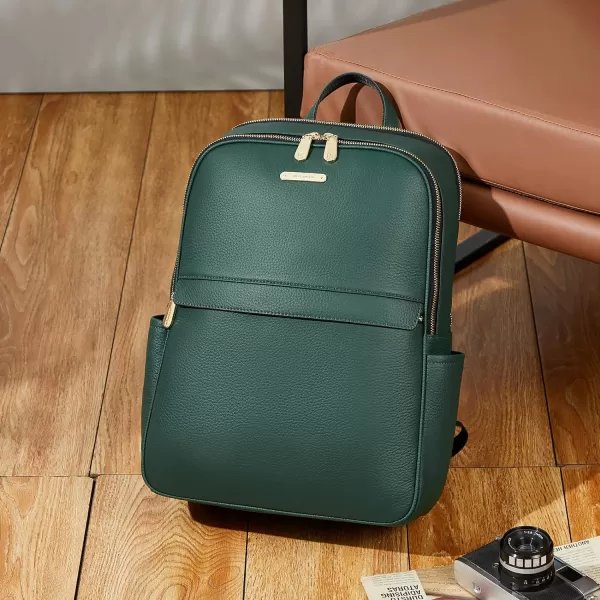 BOSTANTEN Genuine Leather 15.6 inch Laptop Backpack Purse for Women College Casual Backpack Travel Bag