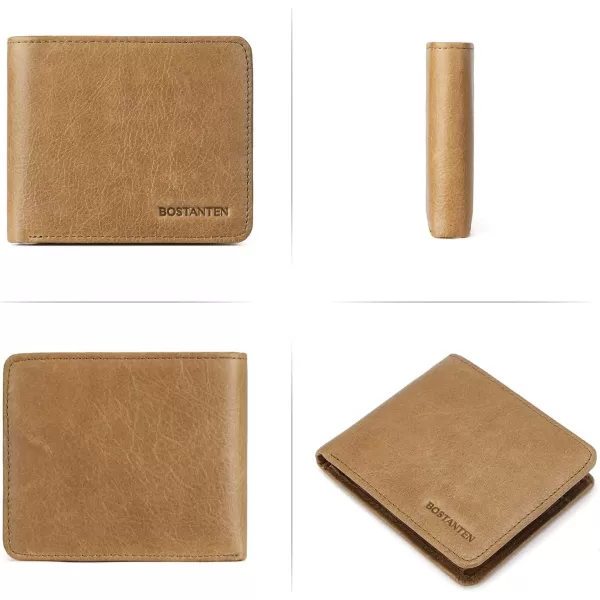 BOSTANTEN Genuine Leather Wallets for Men Bifold RFID Blocking Wallet with 2 ID Window)