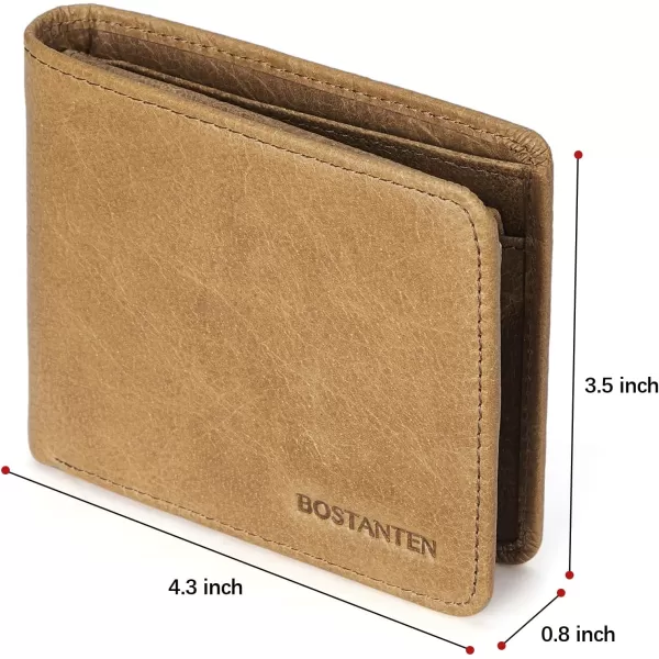 BOSTANTEN Genuine Leather Wallets for Men Bifold RFID Blocking Wallet with 2 ID Window)