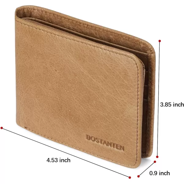 BOSTANTEN Genuine Leather Wallets for Men Bifold RFID Blocking Wallet with 2 ID Window)