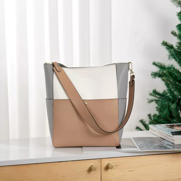 BOSTANTEN Women's Leather Designer Handbags Tote Purses Shoulder Bucket Bags