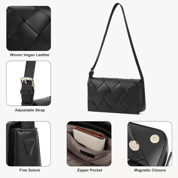 BOSTANTEN Woven Purses for Women Trendy Vegan Leather Crossbody Bag Designer Shoulder Handbags with Adjustable Shoulder Strap