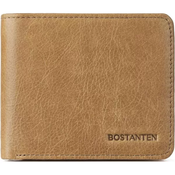 BOSTANTEN Genuine Leather Wallets for Men Bifold RFID Blocking Wallet with 2 ID Window)