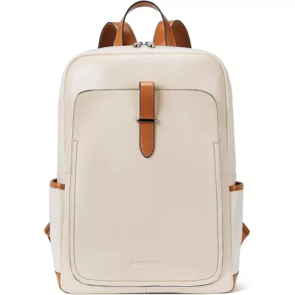 BOSTANTEN Leather Laptop Backpack for Women,15.6 inch Computer Backpack Purse College Daypack Work Travel Bag Beige-brown