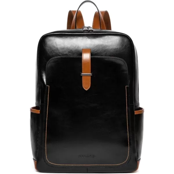 BOSTANTEN Leather Laptop Backpack for Women,15.6 inch Computer Backpack Purse College Daypack Work Travel Bag Beige-brown