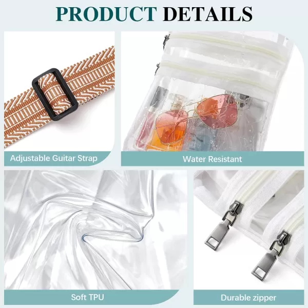 BOSTANTEN Clear Bag for Stadium Events Crossbody Bags Stadium Approved Concert Shoulder Purse with Adjustable Guitar Strap