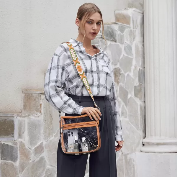 BOSTANTEN Clear Bag for Stadium Events Crossbody Bags Stadium Approved Concert Shoulder Purse with Adjustable Guitar Strap