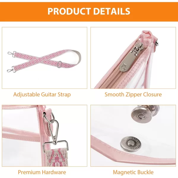 BOSTANTEN Clear Bag for Stadium Events Crossbody Bags Stadium Approved Concert Shoulder Purse with Adjustable Guitar Strap