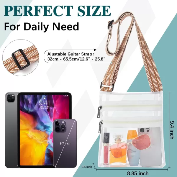 BOSTANTEN Clear Bag for Stadium Events Crossbody Bags Stadium Approved Concert Shoulder Purse with Adjustable Guitar Strap