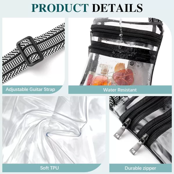 BOSTANTEN Clear Bag for Stadium Events Crossbody Bags Stadium Approved Concert Shoulder Purse with Adjustable Guitar Strap