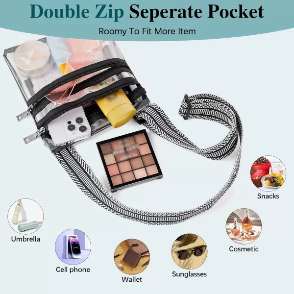 BOSTANTEN Clear Bag for Stadium Events Crossbody Bags Stadium Approved Concert Shoulder Purse with Adjustable Guitar Strap