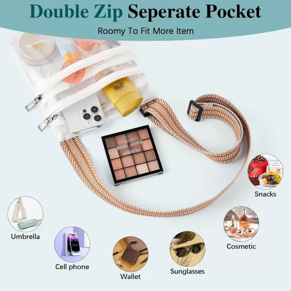 BOSTANTEN Clear Bag for Stadium Events Crossbody Bags Stadium Approved Concert Shoulder Purse with Adjustable Guitar Strap