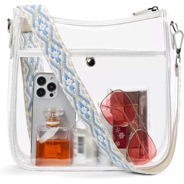 BOSTANTEN Clear Bag for Stadium Events Crossbody Bags Stadium Approved Concert Shoulder Purse with Adjustable Guitar Strap