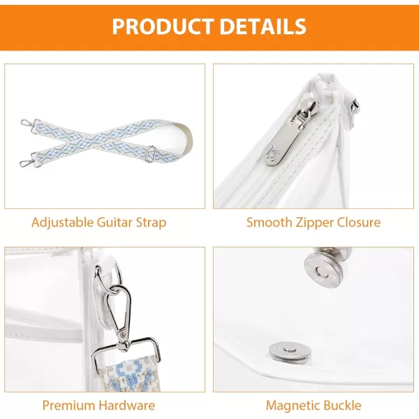 BOSTANTEN Clear Bag for Stadium Events Crossbody Bags Stadium Approved Concert Shoulder Purse with Adjustable Guitar Strap